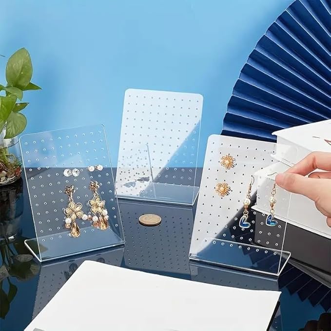 2Pcs 72-Slot Acrylic Earring Organizer - Jewelry Display Stand for Ear Studs and Hoops, Compact Jewelry Storage and Showcase for Home/Boutique Use