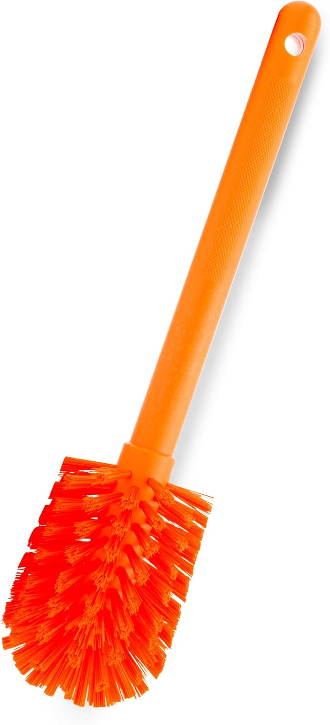 SPARTA Large Water Bottle Brush Ideal for Wide-Mouth Jars, Bottles and Tumblers, Dishwashing Tool with Handle for Home and Commercial Kitchens, Plastic, 12 Inches, Orange, (Pack of 6)