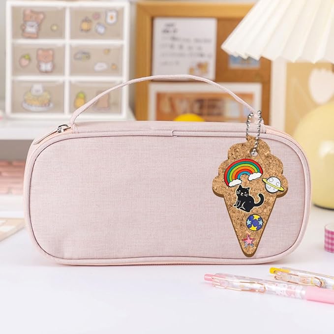peacoblue 4Pcs Ice Cream Enamel Pin Holder Display Board Collection with Key Chain for Bag, Backpack 4.7" x 4.3", Pins Display Frame Organizer Storage to Show Unique Style for Student, Male, Female