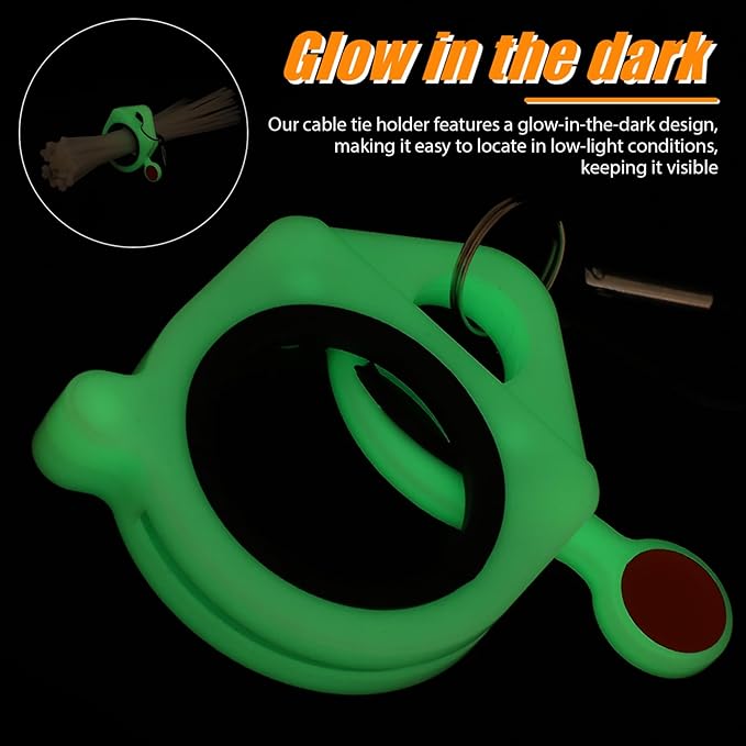 Uonlytech Zip Tie Holder Organizer with Glow in the Dark Feature and Carabiner Attachment for Tool Belt Portable Cable Tie Storage Large Capacity Easy Cable Management
