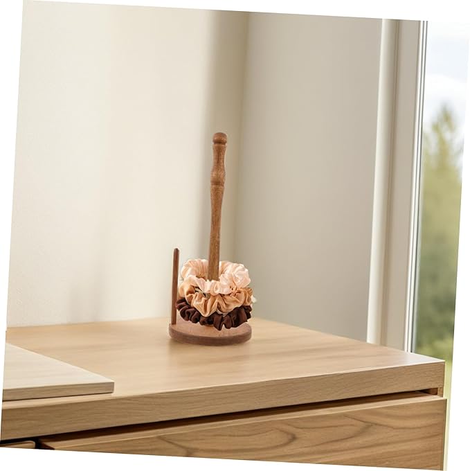 Wooden Hair Accessories Organizer Rack Vertical Scrunchie Display Stand for Desk Hair Tie Holder Organizer