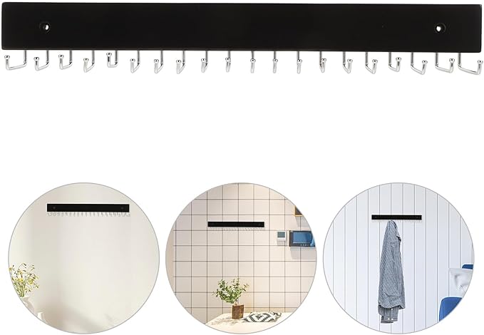 Zerodeko Wall Mounted Belt Organizer with 20 Hooks Rotatable Tie and Belt Hanger Rack for Men Black Indoor Wall Storage for Ties Scarves Space-Saving Accessory Organizer