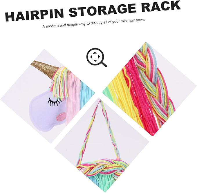 Hand-woven Unicorn Headband Organizer Hair Clips Storage Holder for Girls Wall-mounted Headdress Organizer for Bows Accessories