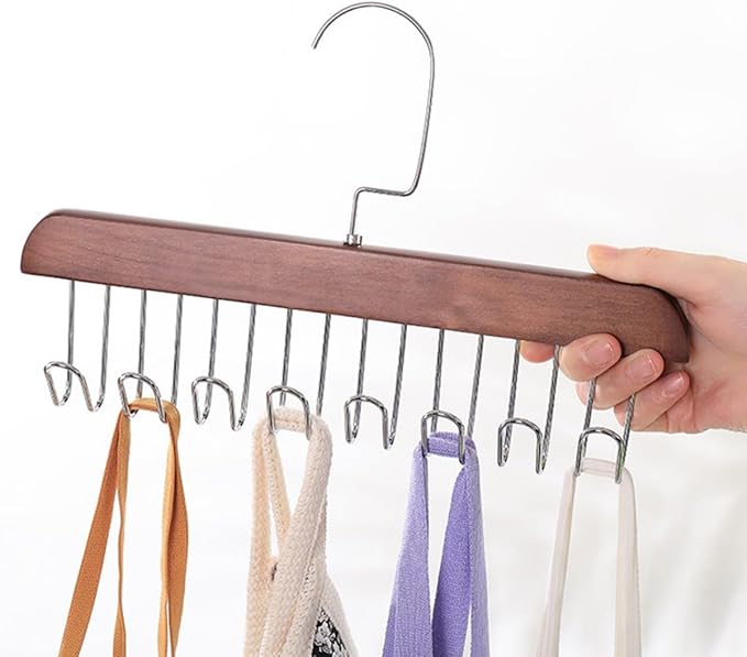 Alipis 2pcs Multi-Functional Closet Organizer Hangers with 8 Hooks Vintage Tie and Belt Rack for Men’s Clothing Storage, Space Saving Wall-Mounted Accessory Organizer for Scarves and Hats
