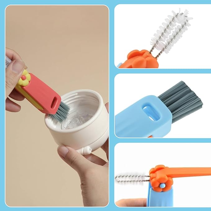 10 Pcs Bottle Brush and Lid Cleaning Brush Set, Long Water Bottle Straw Cleaner Brush for Wine Decanter Narrow Neck Bottles, Home Kitchen Crevice Brush Tools