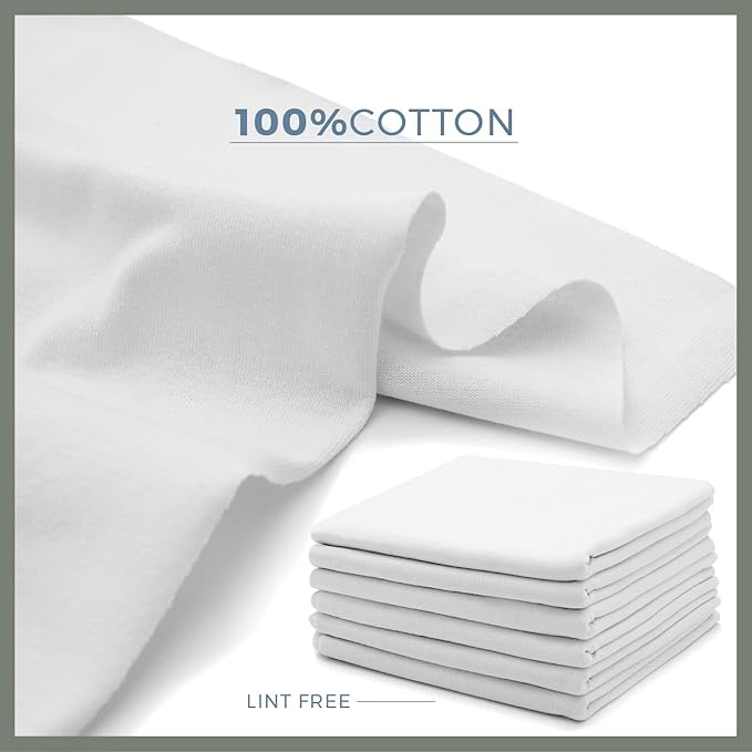 VALENGO New Lint Free Rags – 100% Cotton Cloth, Soft T-Shirt Rags, Lint Free Cloth for Staining Wood, Cast Iron, Dusting, Polishing, Painting and Cleaning – Reusable & Absorbent – 17”x17” (Pack of 14)
