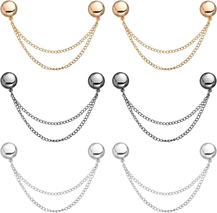 6pcs Magnetic Clothing Clips with Chain, Multi-Function Magnet Button Pins Hijab Cuff Clips for Fixing Hem of Clothes Long Pants Legs Sleeves of Shirts
