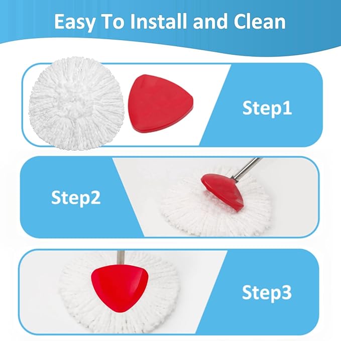 12 Pack Mop Heads Replacements for O-Cedar, Compatible with O Ceda EasyWring Spin Mop Replace Refills for Ocedar, Deep Cleaning Machine Washable and Easy-to-Replace