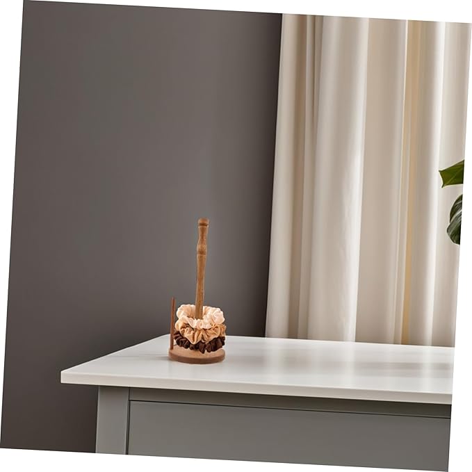 Wooden Hair Accessories Organizer Stand Vertical Scrunchies Holder for Jewelry Hair Ties Desktop Storage Japanese Design for Bedroom Bathroom Decor