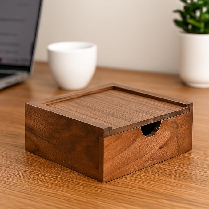 3.7" x 3.7" x 1.6" Walnut Jewelry Box for Rings, Earrings, Keepsakes | Wedding Gift, Elegant Present | Handcrafted Wood Box