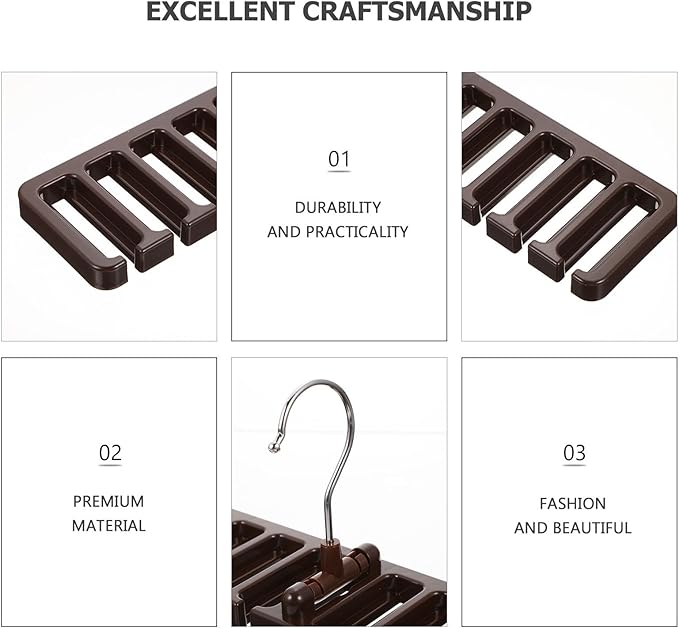 Angoily 2pcs Belt Hanger and Tie Organizer Rack, Brown Multi-Slot Scarf and Belt Storage Holder for Closet, Space-Saving Wall-Mount Accessory Organizer for Home and Wardrobe