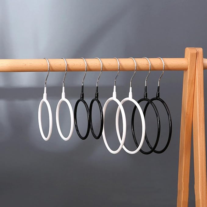 Milisten 4pcs Metal Scarf Hangers and Tie Holder Rings, Black Coated Small and Large Round Closet Organizer for Scarves, Belts, and Accessories Storage