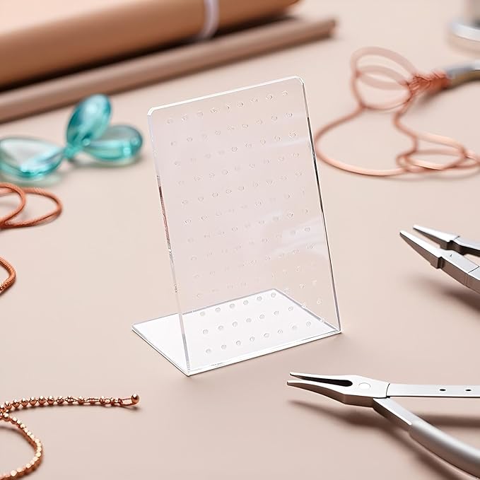 2Pcs 72-Slot Acrylic Earring Organizer - Jewelry Display Stand for Ear Studs and Hoops, Compact Jewelry Storage and Showcase for Home/Boutique Use