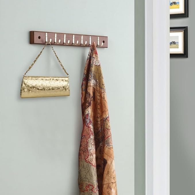 Walnut Wood Belt and Tie Hanger Non-Slip Hooks Space-Saving Closet Organizer for Ties Belts Scarves Accessories Durable Swivel Hook Wardrobe Storage Rack for Home Office Organization
