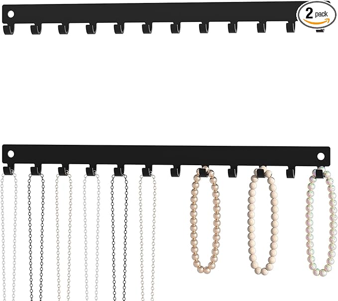 Necklace Holder and Organizer with 12 Hooks - Necklace Hanger for Wall