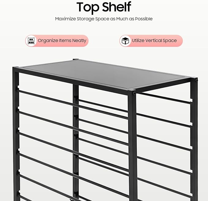 Ribbon Organizer Rack, Double Sided 16-Tier Ribbon Holder Organizer Rack, Flower Wrapping Paper Storage Stand, Scarf Tie Belt Towel Display Shelf Sewing Station Cart (Black)