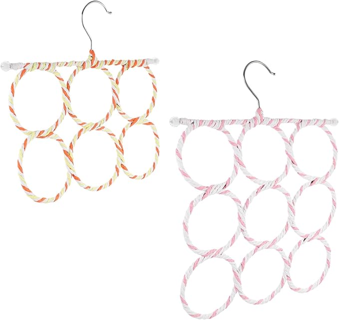 2pcs Foldable Scarf Hanger Multi-Functional Ties and Accessories Organizer for Closet Space-Saving Design Rotation for Scarves Belts and More Mixed Colors