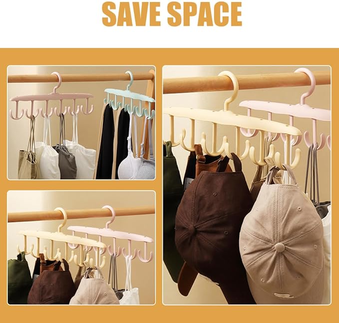4pcs Rotatable 12-Hook Hanging Closet Organizer for Belts and Ties, Multifunctional Scarf and Hat Storage Rack for Men’s Wardrobe, Space-Saving Accessory Organizer