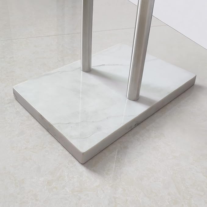 40.3 Inch Standing Towel Rack Bath Sheet Holder with Marble Design Base for Bathroom Floor 2 Tier Towel Holder Stand 304 Stainless Steel Brushed Nickel(Same Height)