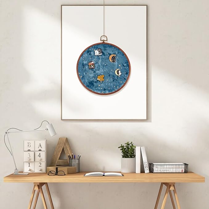 Wall Hanging Brooch Round Pin Board Enamel Pin Display Holder Jewelry Badge Display Collection Board Brooch Round Pin Display Stand for Stud Earring Collectibles Display Wall Decor Blue