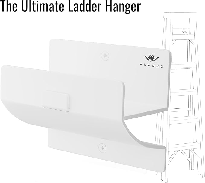 Ladder Hangers for Garage Wall - Set of 2 Ladder Hooks - Use as Ladder Holder Wall Mount or Step Ladder Hanger