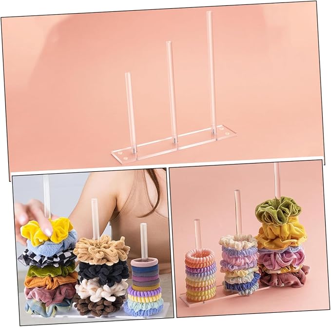 Acrylic Hair Accessories Organizer Display Stand for Hair Ties Bracelets and Headbands Clear Stackable and Versatile Storage for Girls Jewelry and Hairbands