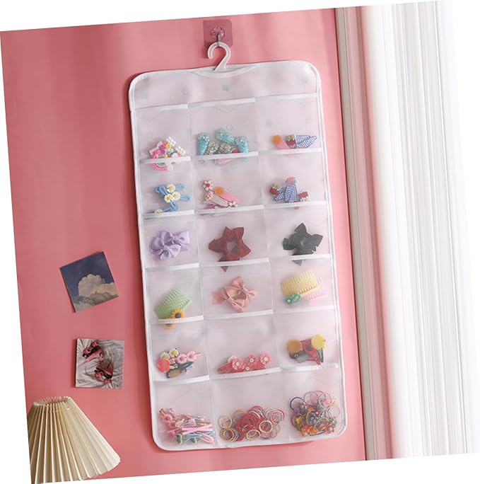 Luxshiny Hanging Accessory Organizer Wall Hanging Hair Clasp Headwear Storage Holder Jewelry Display Organizer White