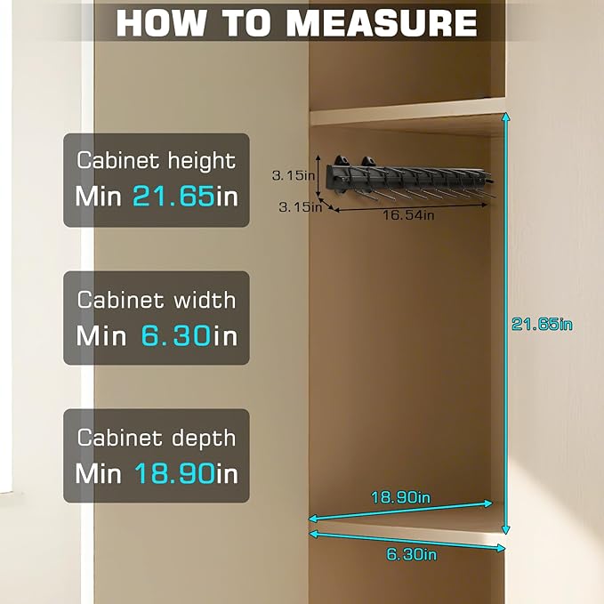 Sliding Tie Racks, 18 Tie Hanger Pull Out Belt Rack 16.5'' Aluminum Alloy Extendable Wardrobe Closet Organizer with 18 Hooks for Belts, Ties, and Scarves, 16.5'' x 3.15''(Sprayed Black)
