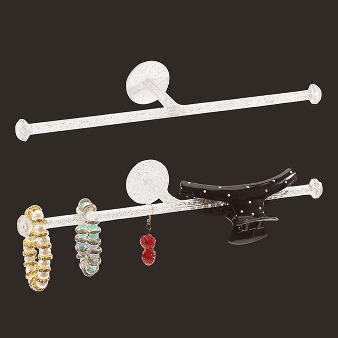 CHGCRAFT 2 Set Wall Jewelry Organizer Self Adhesive Necklace Holder Plastic Headband Organizer Jewelry Storage Rack for Earrings Bracelet Display