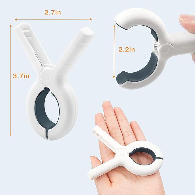 16 Pcs Beach Towel Clips for Beach Chairs, Towel Holder for Beach Chair Pool Chair on Cruise, Jumbo Size Heavy Duty Clothes Pins, Beach Chair Clips to Keep Your Towel from Blowing Away (White)