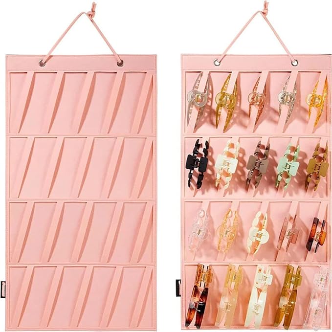 Hair Claw Clip Organizer & Display - Hanging Clip Stand Holder for Wall, Door & Closet - Storage for Women & Girls