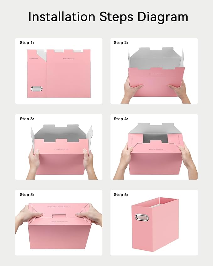 Oterri Cardboard File Organizer Box for Hanging File Folders Letter Size,File Box for Computer Desk,File Cabinet,Working Home,Office,Classroom(Pink, Letter Size - 8 Packs)