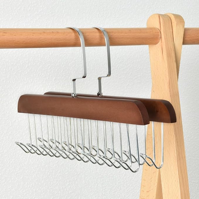 2pcs Vintage 8-Hook Multi-Functional Closet Hangers for Belt and Tie Storage, Scarf and Hat Organizer Rack for Men’s Closet Space Saving Accessory Organizer