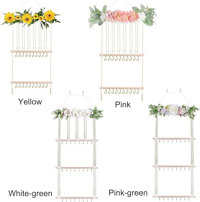 Hanging Hair Accessories Organizer, Hair Clips Storage Holder, Hair Bow Holder Organizer, Headband Holder, Hair Accessories Storage Display Wall Hanging Decor for Women Girls Room Closet(Pink-green)