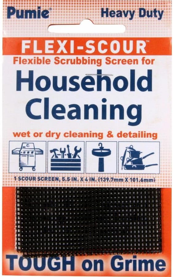 PUMIE Flexi Scour, 3-Pack 5.5 x 4 Flexible Scrubbing Screen for Household Cleaning, Flexible Scouring Pad Abrasive Grit Screen for Grills, Remove Stubborn Stain, Grime, Carbon, Rust, Scale -FLEX-12 C