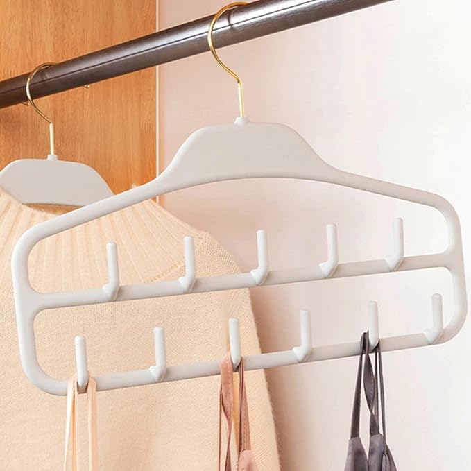 2pcs Multi-Hook Belt and Tie Hanger Rack, Double-Layer 11-Hook Scarf Organizer, Large Capacity Closet Accessory Organizer for Home, Light Gray
