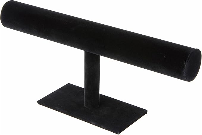 Plymor Black Velvet T-Bar Bracelet Display Stand, 12" W x 5" H