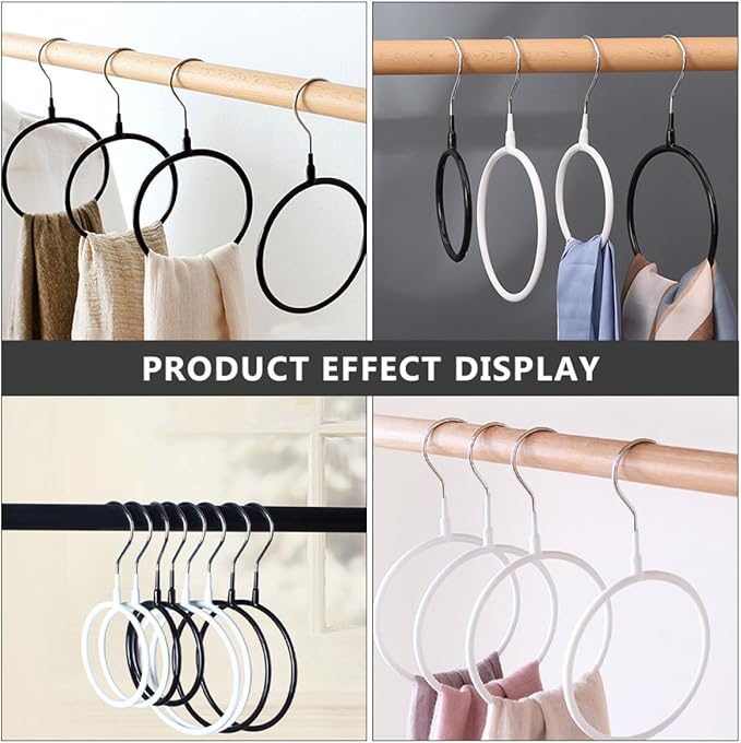BESPORTBLE Metal Scarf Holder Rings 6pcs Plastic-Coated Metal Storage Hooks for Closet Organization Necktie and Scarf Rack Wardrobe Accessory Organizer for Home Use