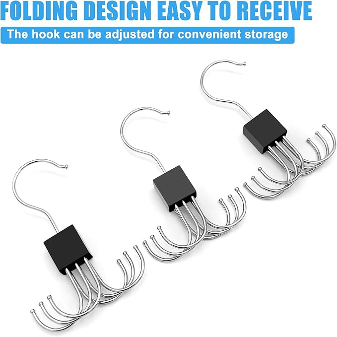 4pcs Rotatable Tank Top Hanger,Bra,Belt,Tie,Scarf Hanger for Closet, Multipurpose Holder Organizer and Storage Hook for Belt,Bra,Hat,Tank Top,Tie,Scarf,Purse