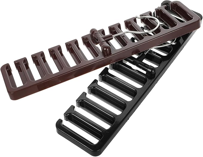 2pcs Belt and Tie Hanger Rack Set, Wall-Mounted Black and Brown Closet Organizer with Rotating Hooks for Belt, Tie, and Scarf Storage, Space-Saving Accessory Organizer for Home