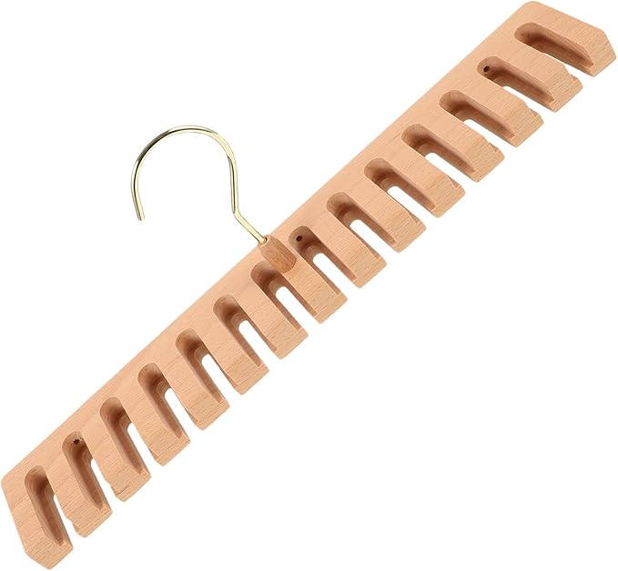 TOYANDONA Solid Beech Hanger Rack with 14 Slots Multi-Purpose Wall-Mounted Accessory Organizer for Closet Storage