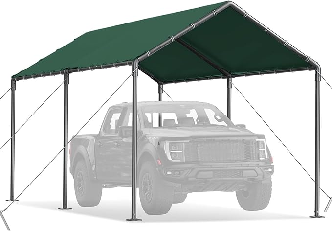 Carport 10x20 Ft Heavy Duty Canopy Steel Canopy Storage Shed,Portable Party Tent,Portable Garage All-Season Tarp for Carport Floor Fixing Green