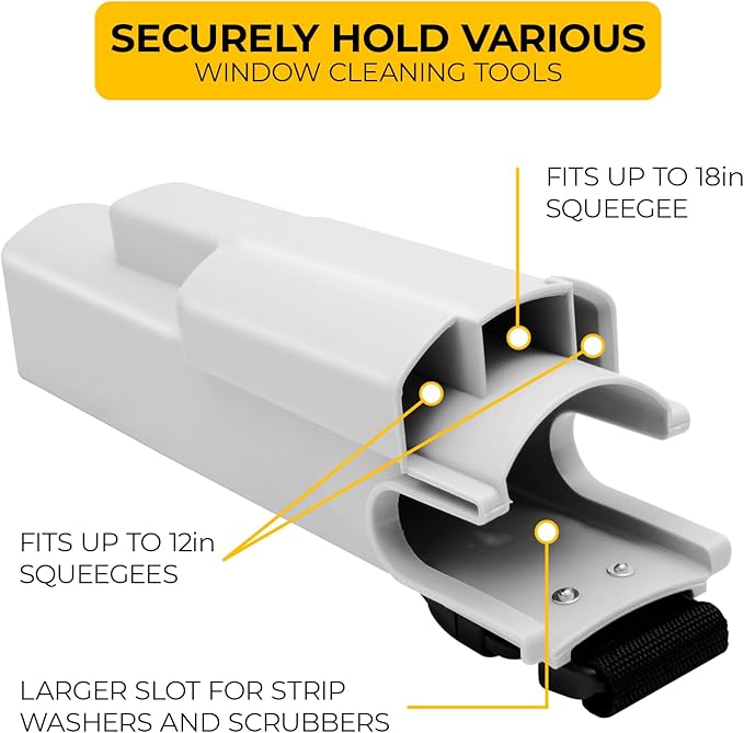 Window Cleaning Side Bucket On a Belt Holster Holds 3 Squeegees and a Washer