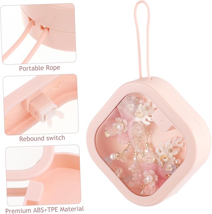 TEHAUX Hair Tie Organizer, 2pcs Hair Accessories Organizer Portable Tie Holder Hanging Headband Holder Bow with for Girl Women Jewelry (White & Pink)