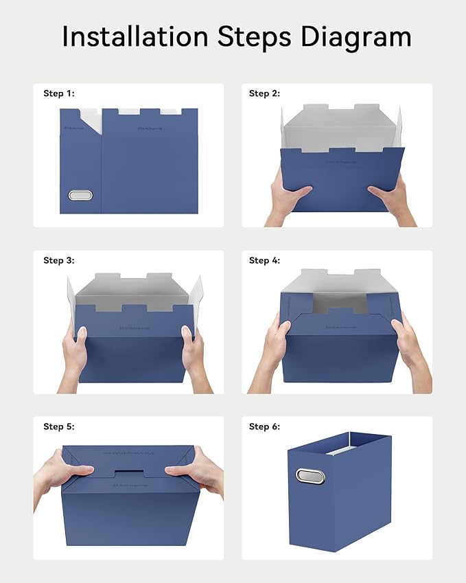 Oterri Cardboard File Organizer Box for Hanging File Folders Letter Size,File Box for Computer Desk,File Cabinet,Working Home,Office,Classroom (Navy, Letter Size - 4 Packs)