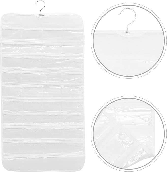 Double-sided Hanging Jewelry Organizer Bag 80 Compartments, White Dustproof Storage Holder for Necklaces, Earrings, Bracelets, Wall-mounted Accessory Organizer for Home
