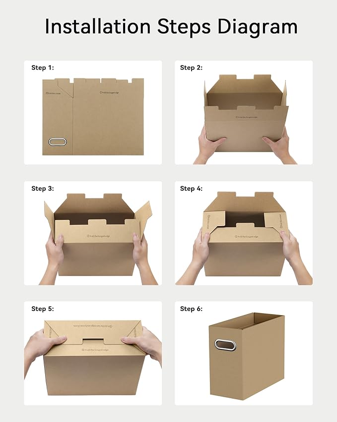 Oterri Cardboard File Organizer Box for Hanging File Folders Letter Size,File Box for Computer Desk,File Cabinet,Working Home,Office,Classroom (Brown, Letter Size - 8 Packs)