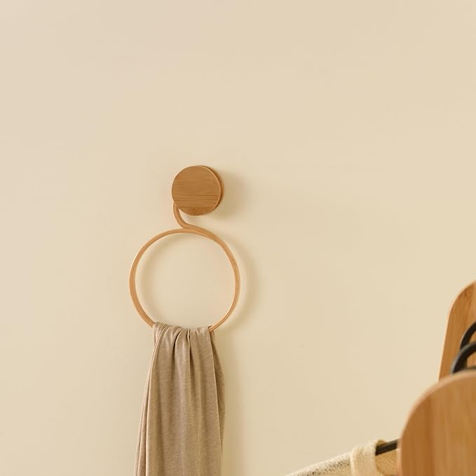 GUDEE CAKON Bamboo Circle Hanger Scarf Rack, Stylish and Durable Organizer for Scarves and Accessories (Natural)