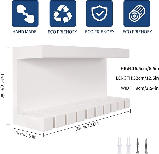 Belt Storage Organizer With Double Shelving Platform, Wall Mount Hanger Rack for Closet, Universal Holder for Men and Women, White