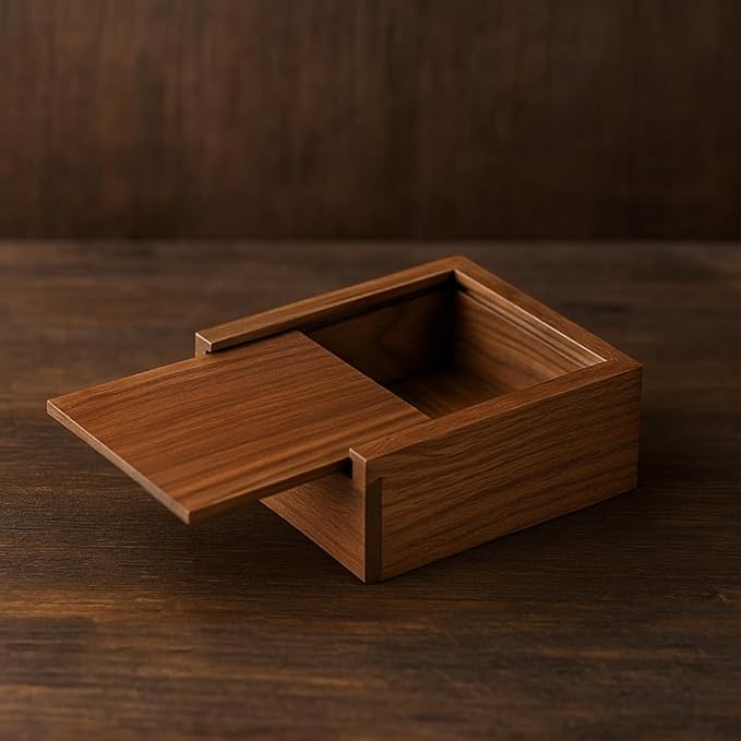 3.7" x 3.7" x 1.6" Walnut Jewelry Box for Rings, Earrings, Keepsakes | Wedding Gift, Elegant Present | Handcrafted Wood Box